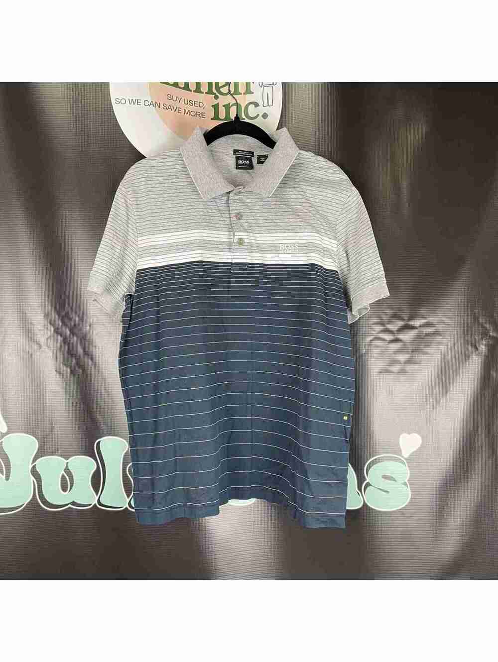 Gray Striped Polo Shirt
